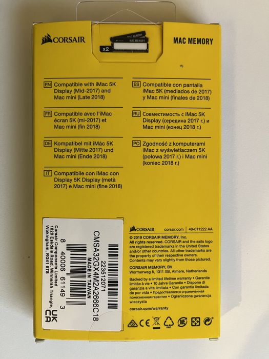 Memorie Corsair 2 x 16GB DDR4 2666MHz iMac 5k 2017 - 2019