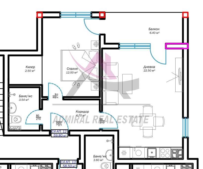 Продава се Двустаен апартамент в Варна, Възраждане 3 - 69 кв.м за 1073 €/кв.м - Снимка #3