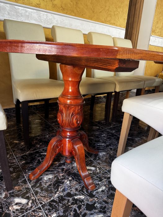 Masă din lemn masiv + 10 scaune