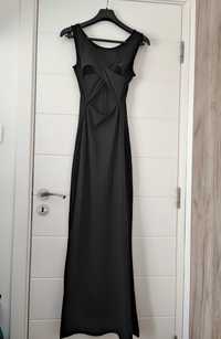 Дълга черна рокля с дискретен гол гръб, р-р S (подходяща и за XS)