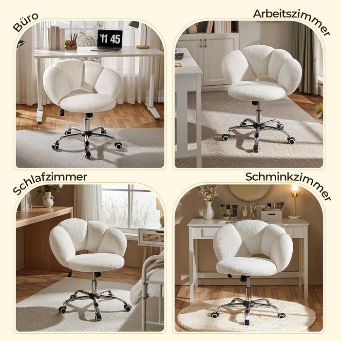 Scaun de birou ergonomic reglabil, tip floare, alb |R 592871 White