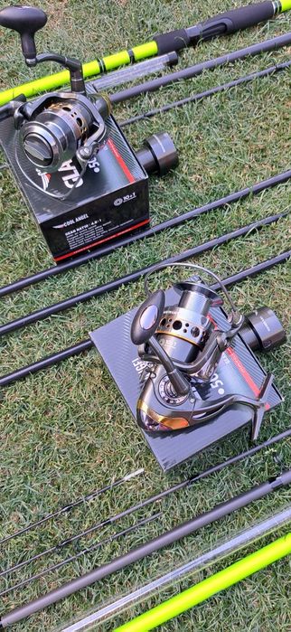 Set 2 Lansete Feeder Carbon 3,90m,180 gr+2 Mulinete 6000+Suporti