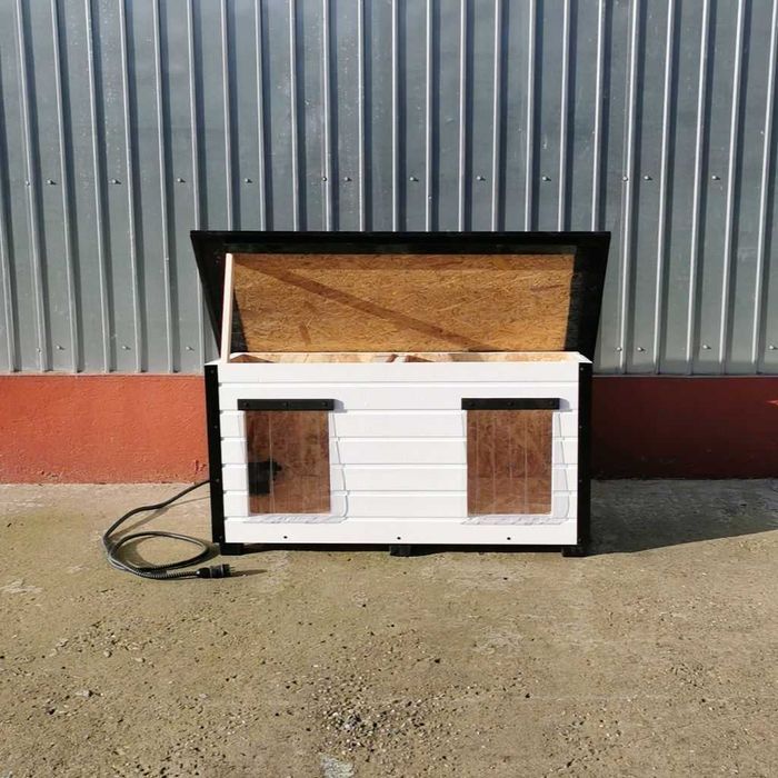 Cusca Caine Izolata Dubla cu Incalzire Electrica Alba Garantie