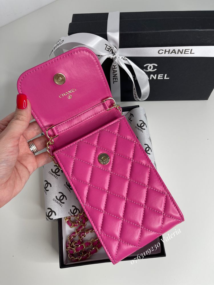 Geanta pt telefon - Fuchsia piele naturala