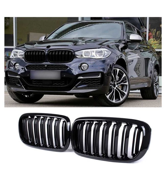 Бъбреци с двойни ребра черен лак за BMW X5 F15, X6 F16