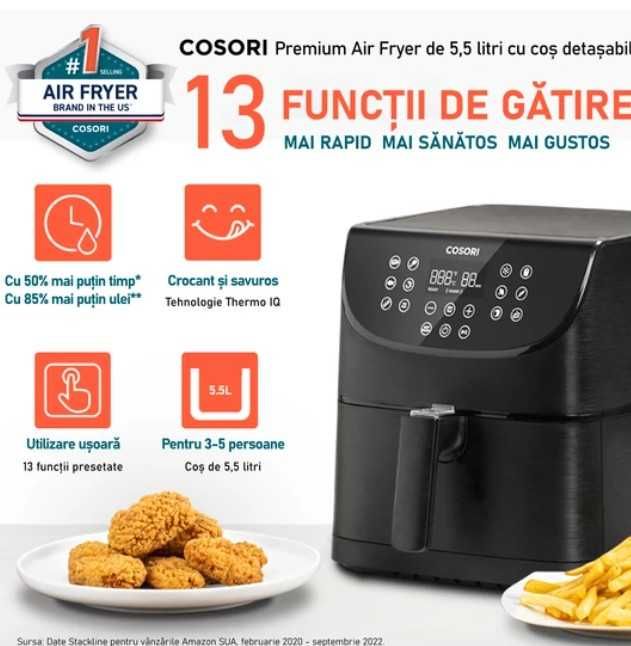 Friteuză cu aer cald COSORI Premium CP158-AF-RXB, 5.5l, 1700W,sigilată
