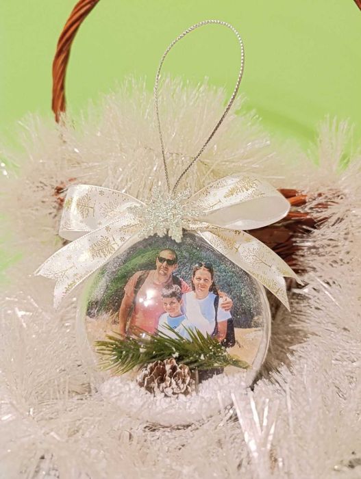 Коледни топки за елха със снимка и пожелание