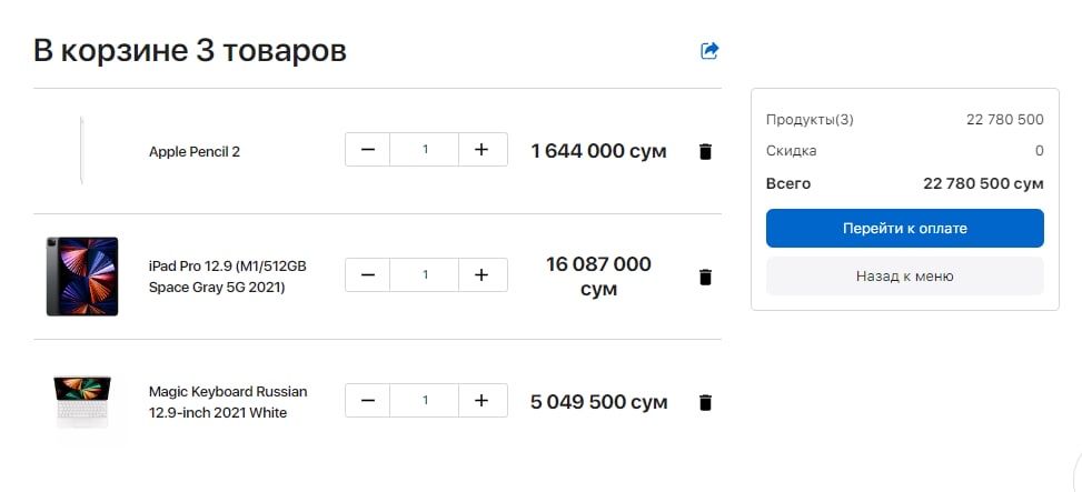 iPad Pro 12,9 дюйма (5-го поколения) M1, 512GB, SIM+WiFi