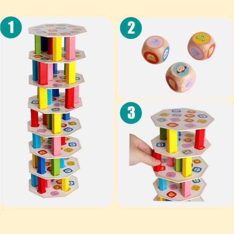 Детская игра "Башня" Stacking Tower (Дженга) 3in1