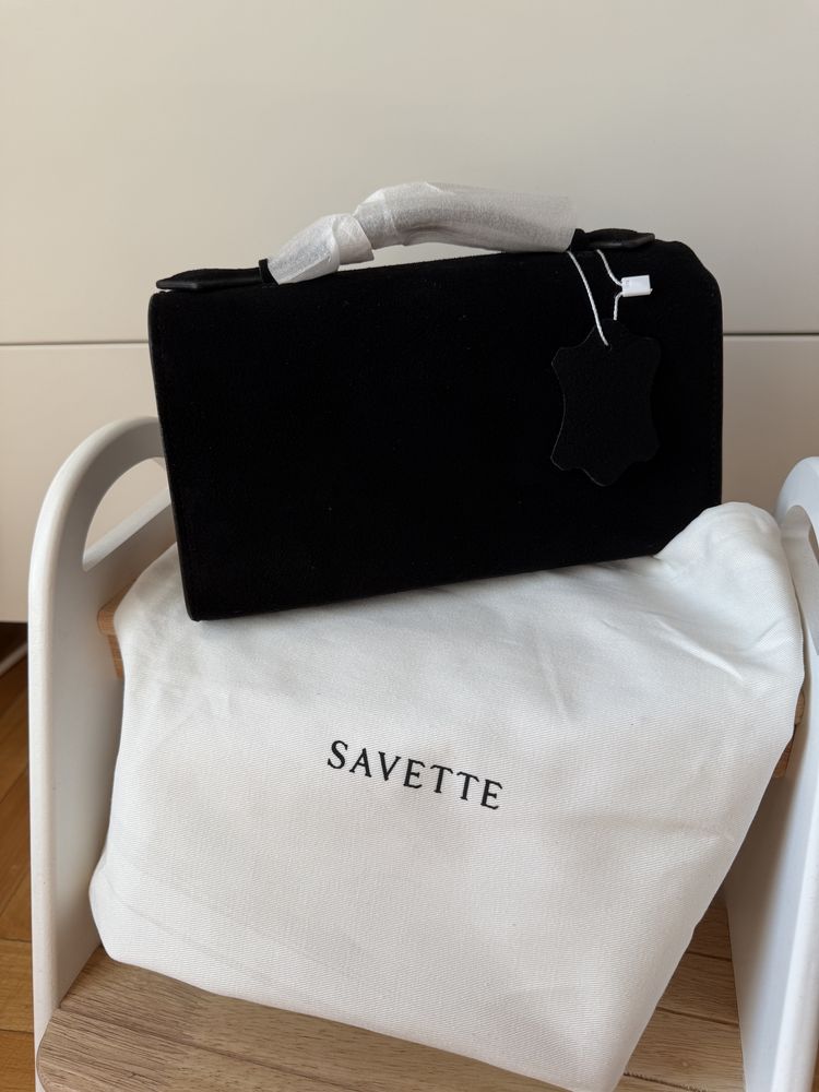 SAVETTE черна чанта от велур