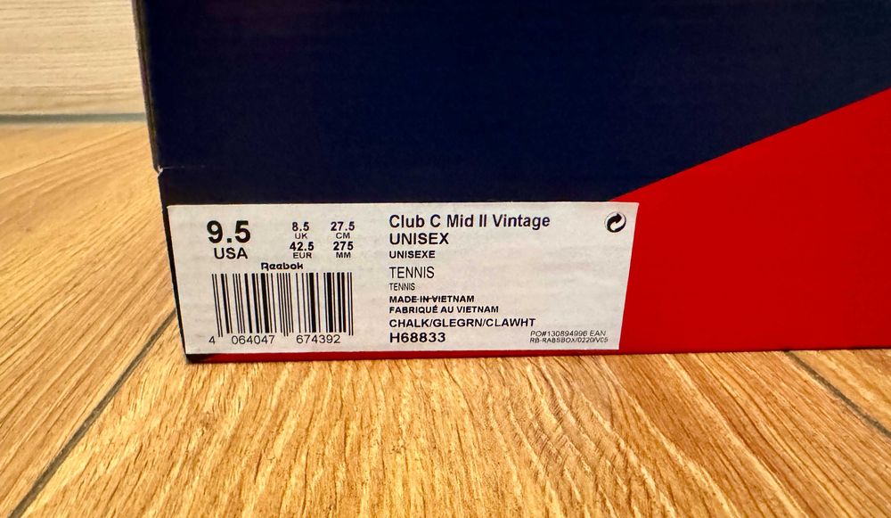 Reebok Club C Mid II Vintage - 42,5 - Chalk / Off-white | Green