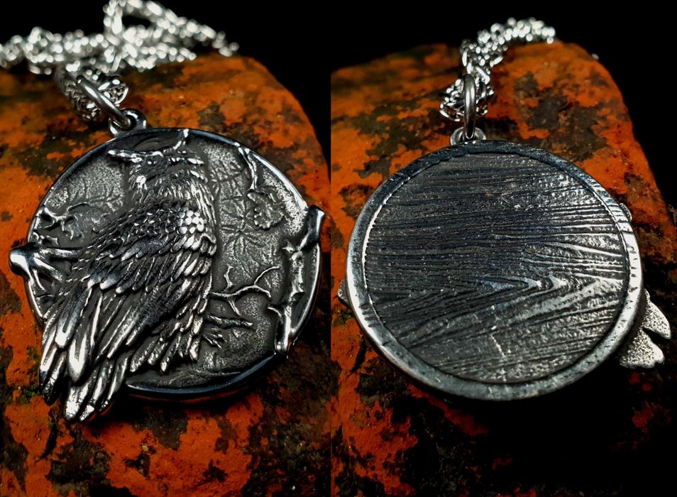 Lant cu pandantiv lup leu si bufnita din otel inoxidabil