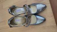 Pantofi arginti de piele