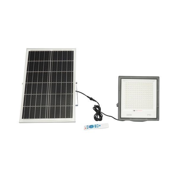 Led прожектор 300w, 6400k с 30w соларен панел, батерия и дистанционно