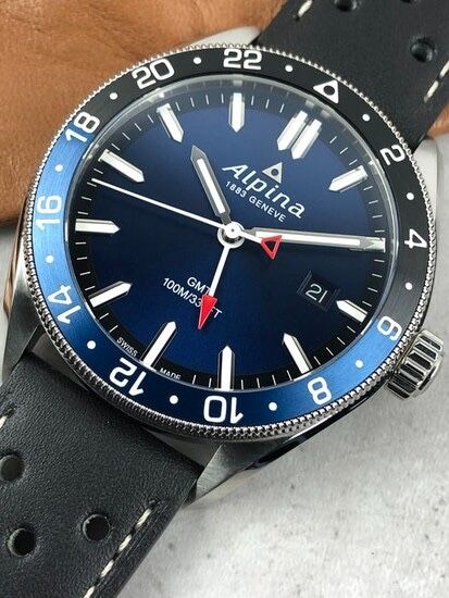 Швейцарские часы Alpina, кварцевый механизм, GMT