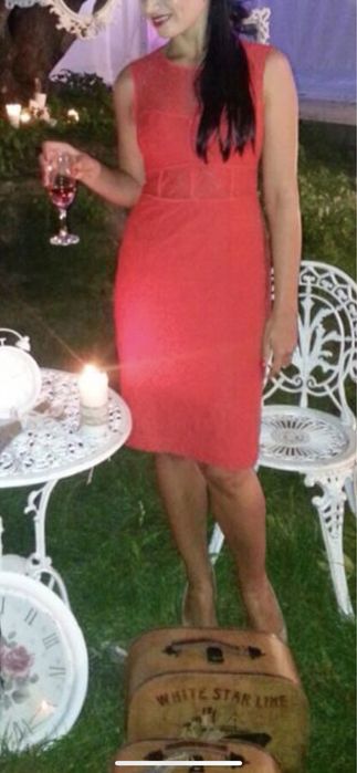 Rochie seara Nissa, dantela rosie