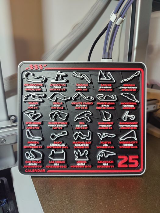 3D print calendar f1 2025