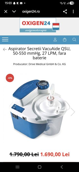 Aparat aspirat secretii nazale medical