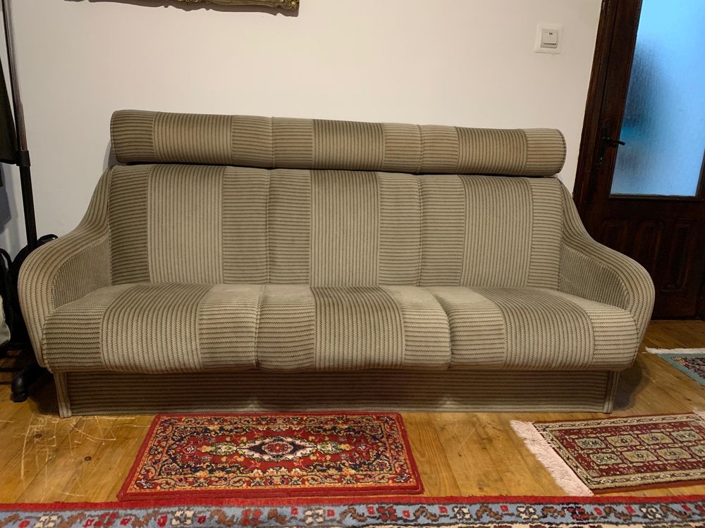 Set fotolii + canapea extensibila - solid, cu spatiu de depozitare