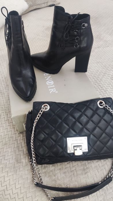 CafeNoir Страхотни кожени боти с подарък чанта Michael Kors