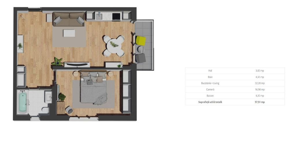 Apartament cu 2, camere, zona Vivo, parcari subterane