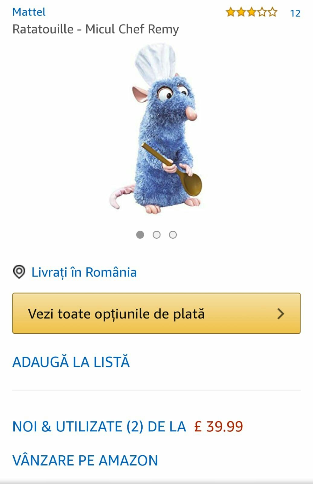 Ratatouille, Chef Remy cu funcții, 30 cm,