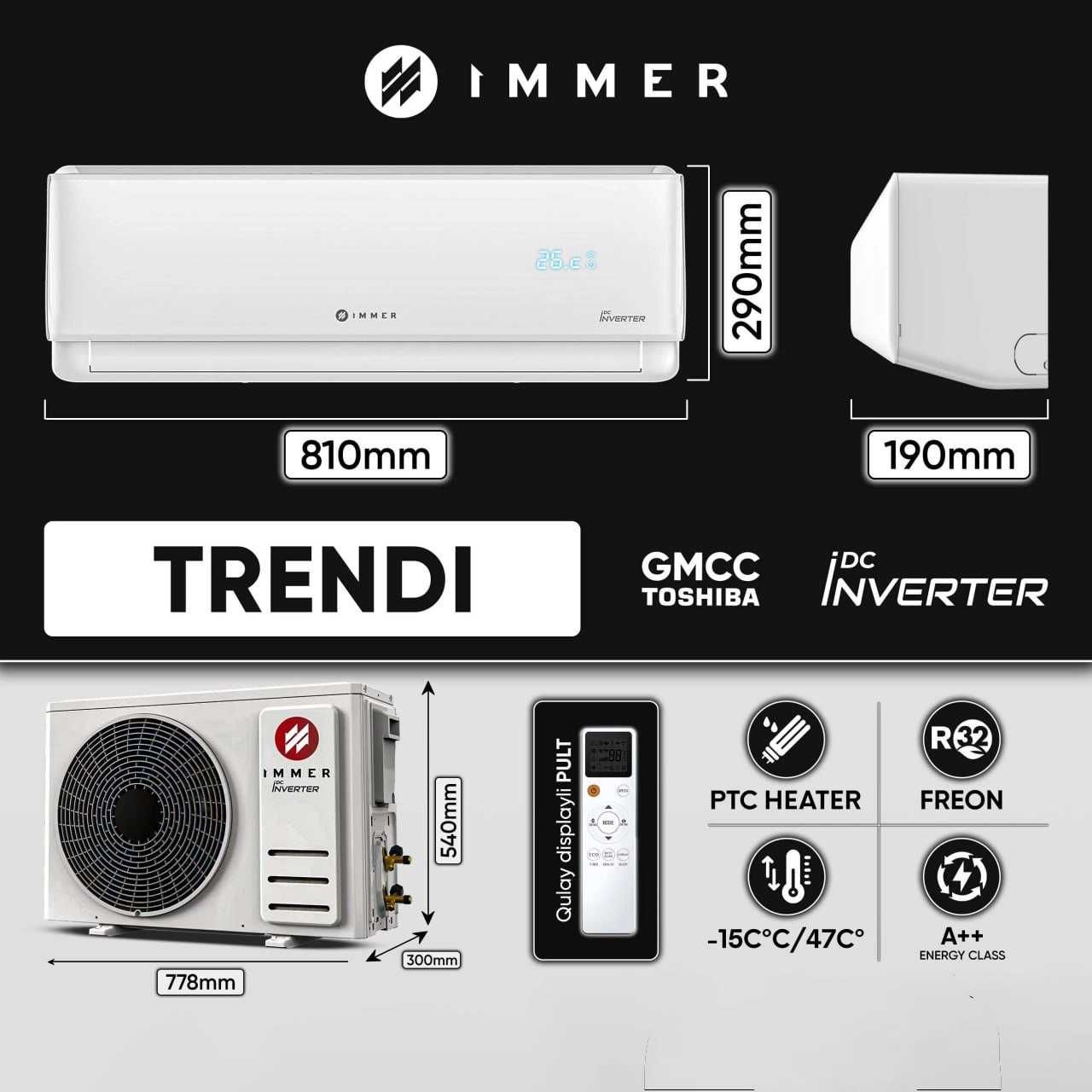 Кондиционер Immer Trendi 12/18/24 DC inverter 2025 new