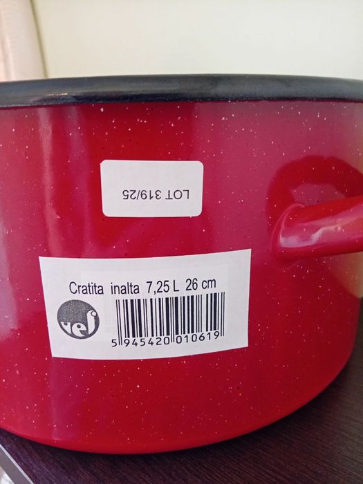 Cratita/oala fara capac emailata 7.25 L,rosu,26cm