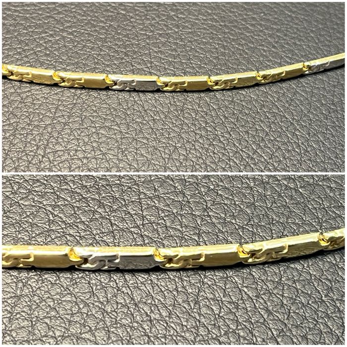 Златна гривна нова 14 K 585 Gold zlatna grivna  бяло-жълто злато