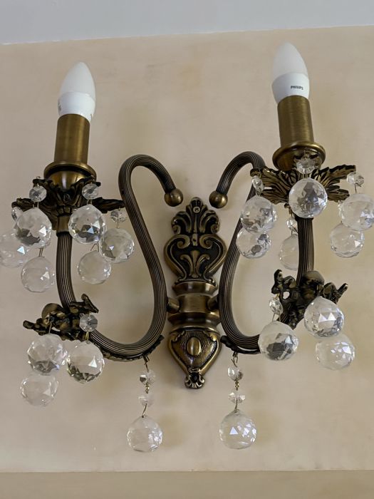 Set corpuri de iluminat vintage cu cristale – candelabru și aplice