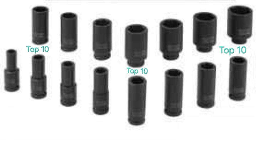 Вложки 1/2 ударни дълбоки. Ударно гедоре. Комплект преходници.