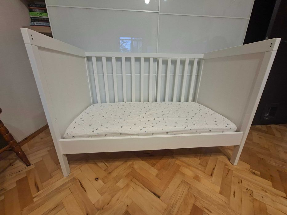 Бебешко креватче, кошара IKEA SUNDVIK 60x120 см, бяло + матрак