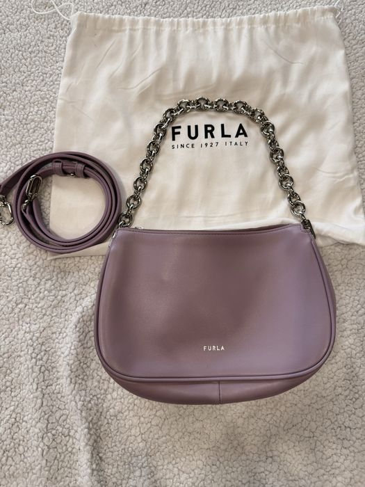Лилава чанта Furla Moon с дълга дръжка