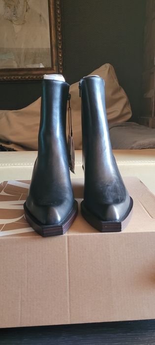 Ghete damă ZARA, Botine Cowboy Piele Negre 36