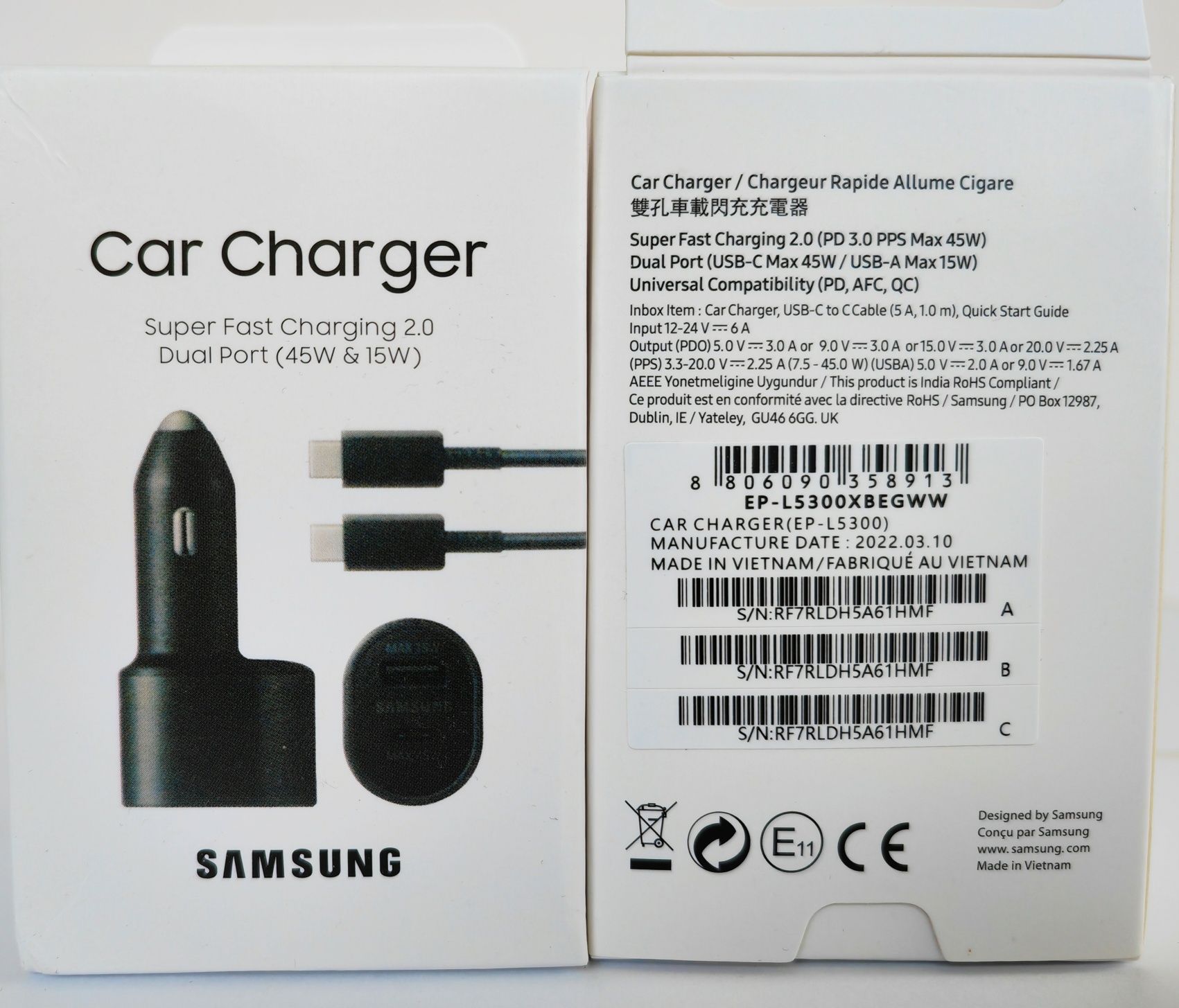 Incarcator auto Samsung 45w dual charge type c+Cablu   s23,s22,s21,s20