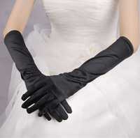 Черни парти ръкавици от сатен