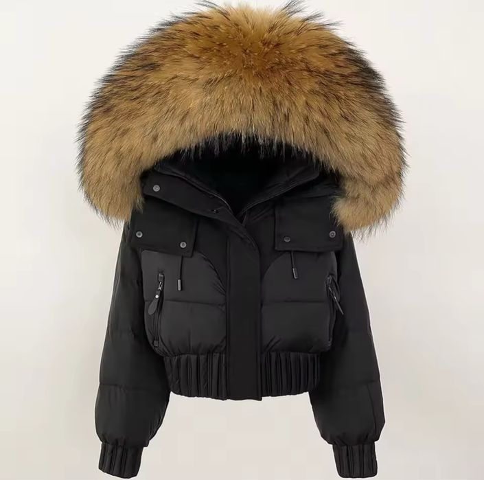 Зимно яке с яка от естествен косъм лисица