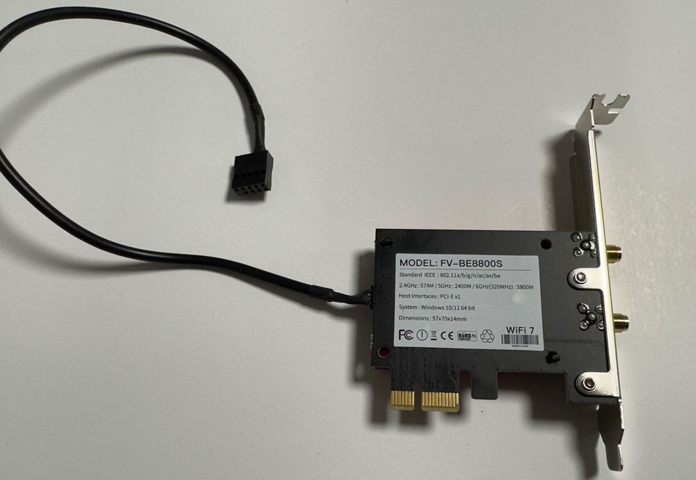 Placa Wireless WiFi7 Intel M.2 + Bluetooth 5.4 BE200NGW 2.4G/5G/6GHz