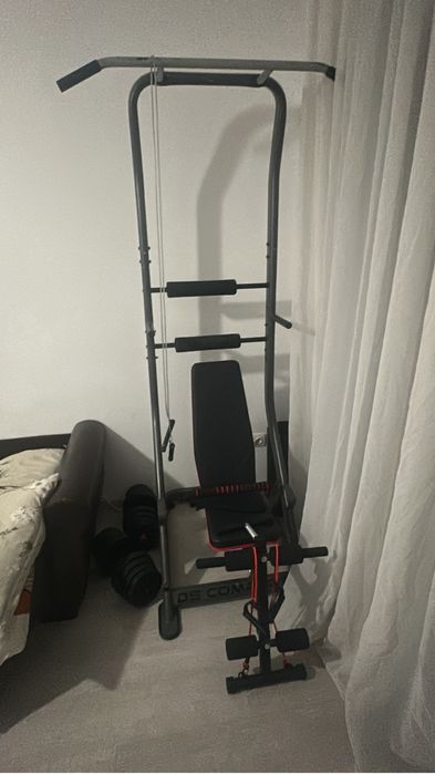Aparat multifunctional tractiuni + gantere + banca & accesorii