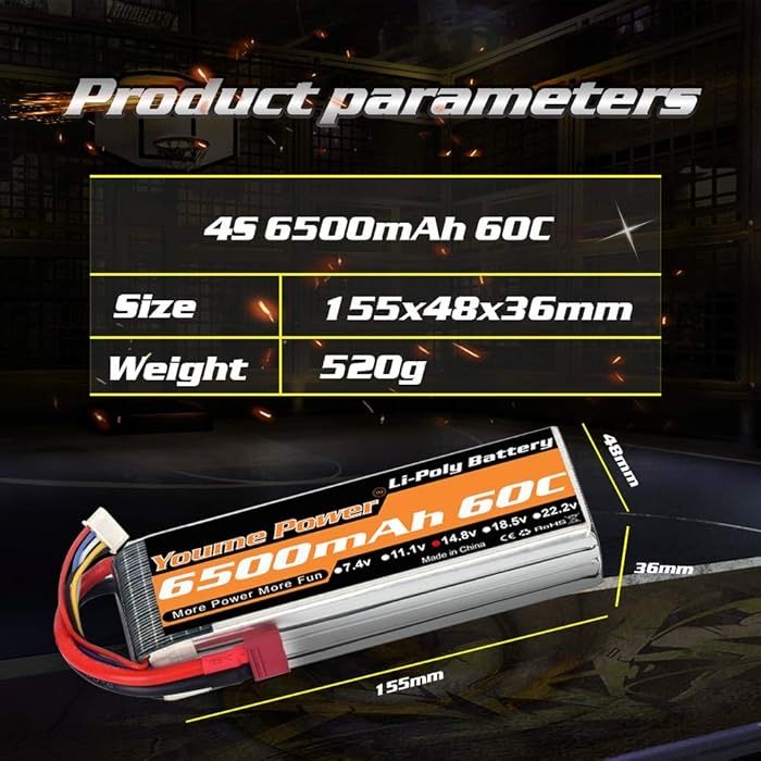 RC car Lipo Battery 14.8V 6500mah 60C T Deans EC5 XT60