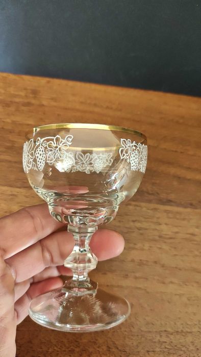 5 бр. кристални чашки за аперитив с ръчна декорация и златен кант