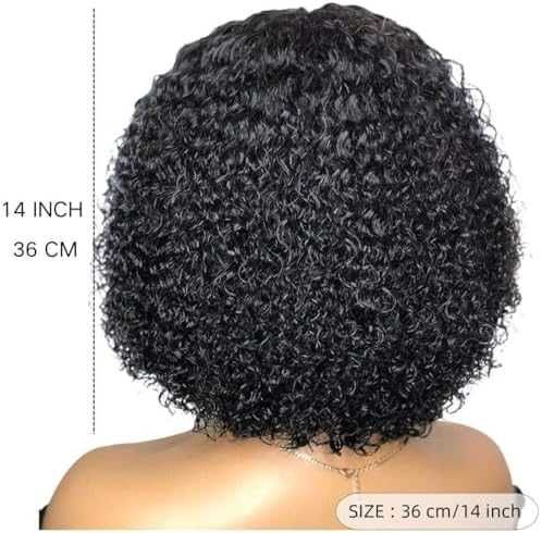 Нова Къса къдрава афро перука без лепило, естествен вид, дълбоки вълни
