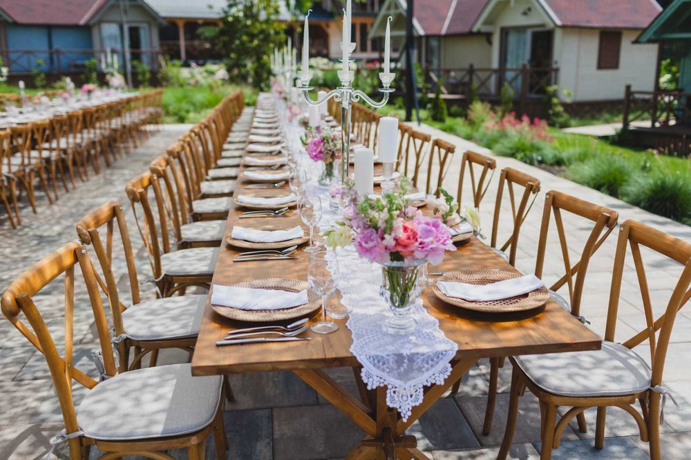 Scaune lemn (PILGRIM Crossback) evenimente, hambar pernuță inclusă