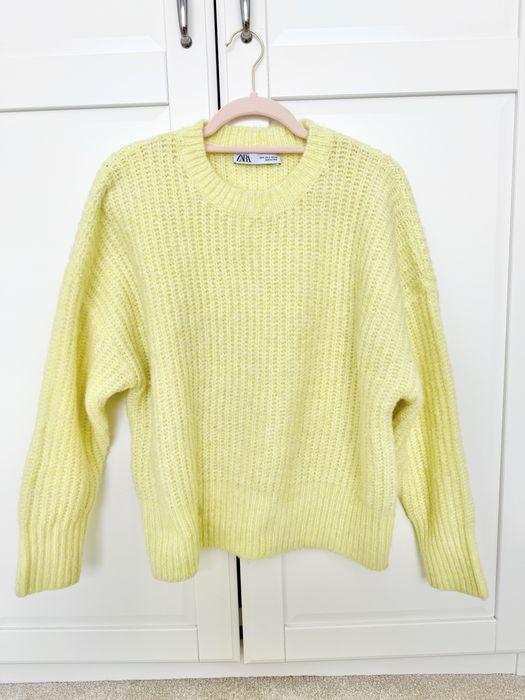 Пухкав жълт пуловер Zara S