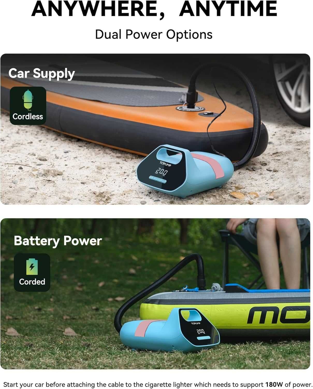 TOPUMP 7800mAh акумулаторна въздушна помпа за SUP