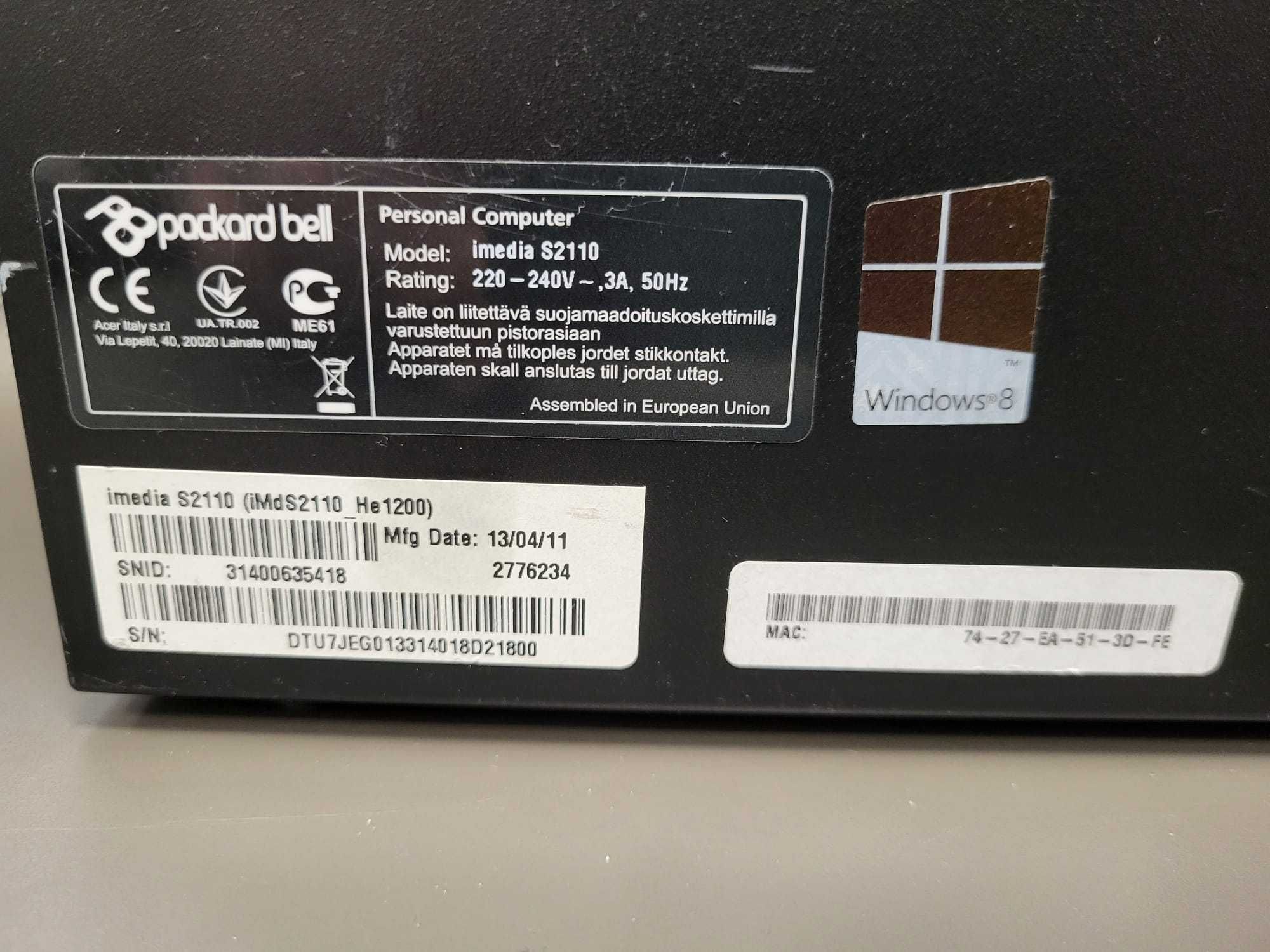 Mini PC Packard Bell AMD E1-1200 1.40GHz 8GBDDR3 SSD120Gb ATI R5 230