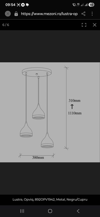Vand lustra negru cupru