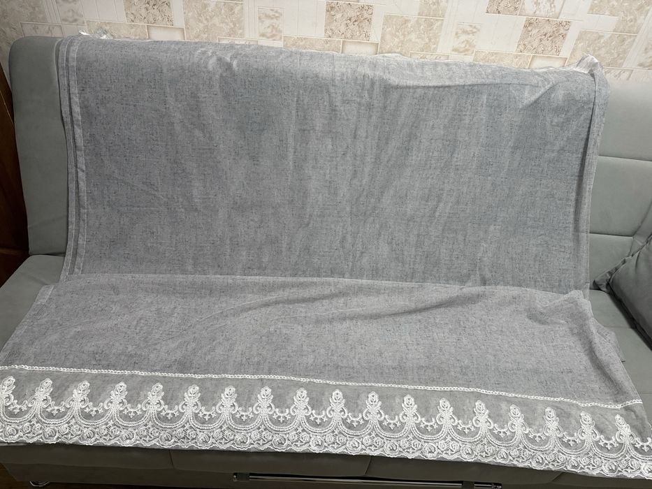 Тюль сетчатая на окно, цвет серый