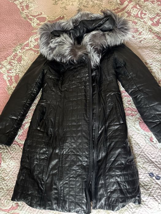Пуховик женский натуральная кожа