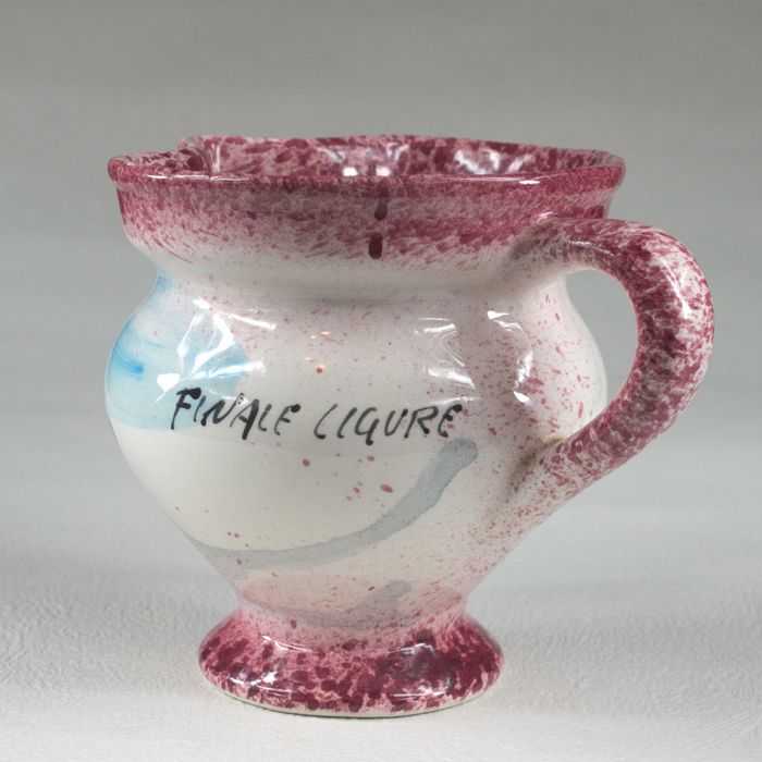 Carafa decorativa/vas/vaza ceramica pictata rustică Italia, Liguria.